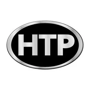 HTP logo in white letters inside black oval