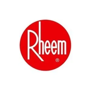 Rheem logo in white text inside red circle